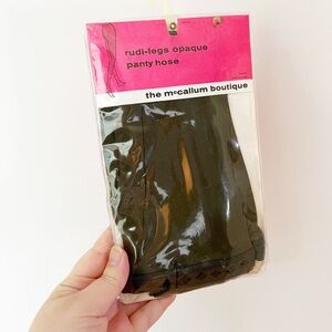 1960s Vintage Olive Green‎ Opaque Tights Pantyhose